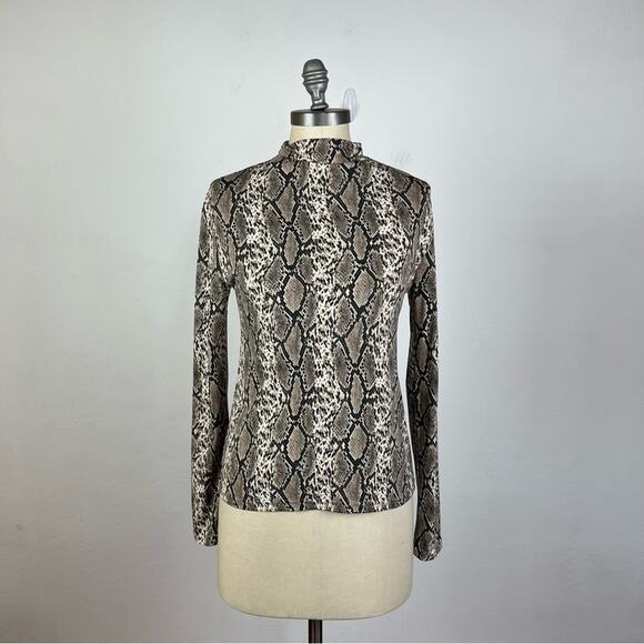 Oak + Fort Snake Print Mock Neck Top - Picture 1 of 7